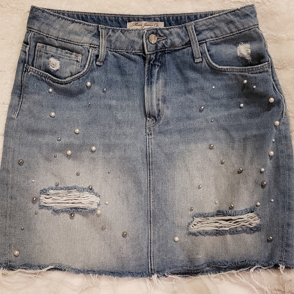 MAVI, distressed, high-waisted denim skirt - Picture 2 of 2